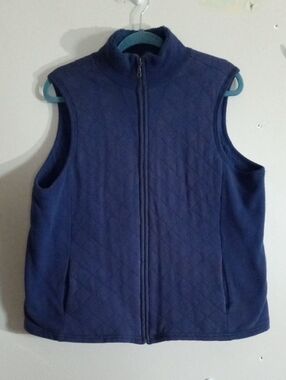 Coldwater Creek Navy Quilted Fleece Vest
